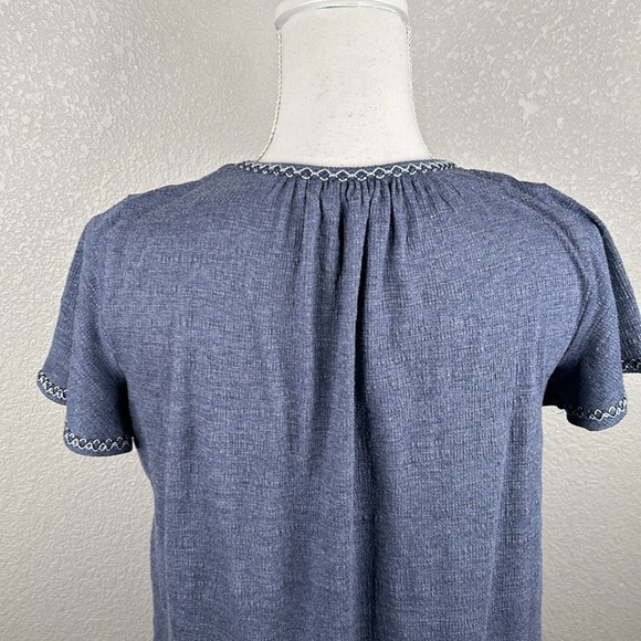 Max Studio Blue Smocked Short Sleeve Midi Dress Size XS - Picture 5 of 7